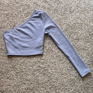 Shein Purple One Shoulder Long Sleeve Crop Top NWOT